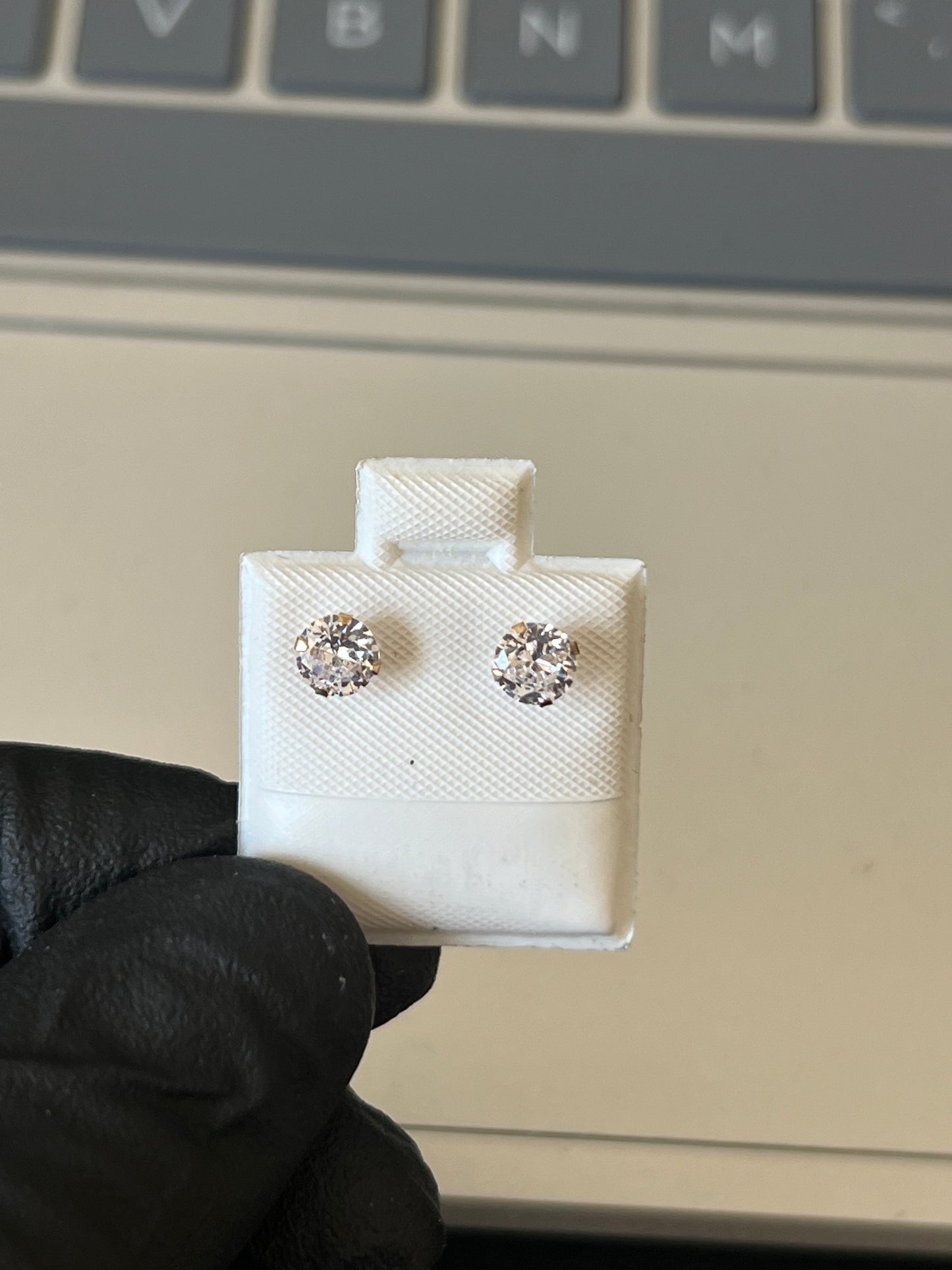 Round CZ 10kt Gold Stud Earrings 3/4/5mm (GET TWO For $85) (Real Gold)