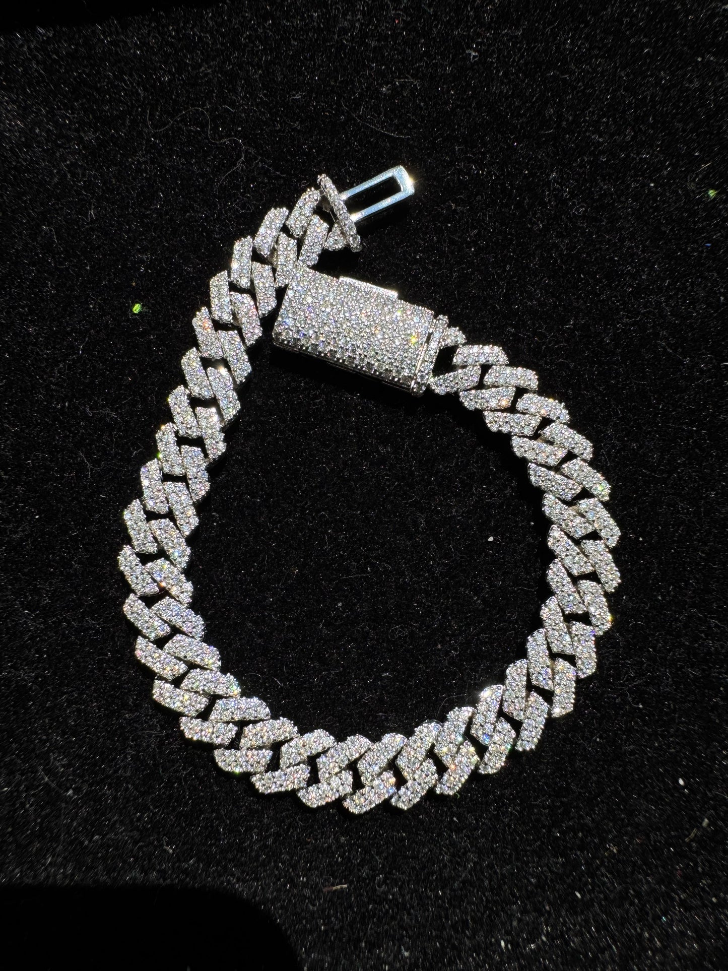 8mm Moissanite VVS1 Cuban Link Bracelet 925 Sterling Silver Passes Diamond Tester
