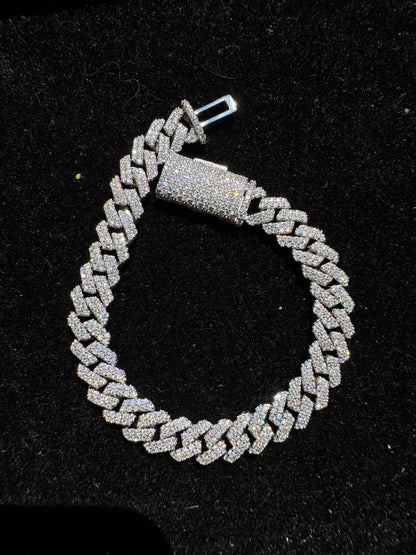 8mm Moissanite VVS1 Cuban Link Bracelet 925 Sterling Silver Passes Diamond Tester