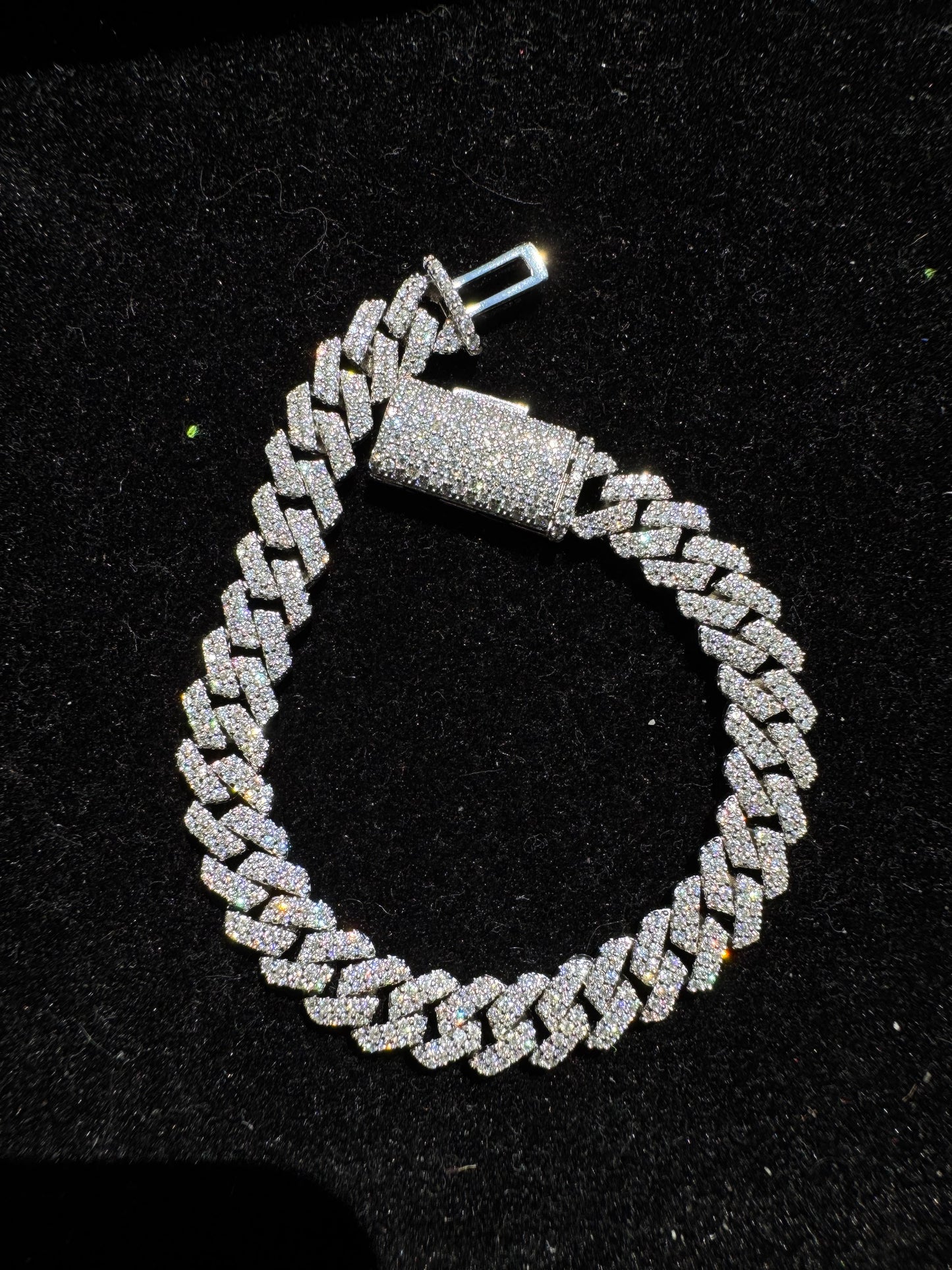 8mm Moissanite VVS1 Cuban Link Bracelet 925 Sterling Silver Passes Diamond Tester