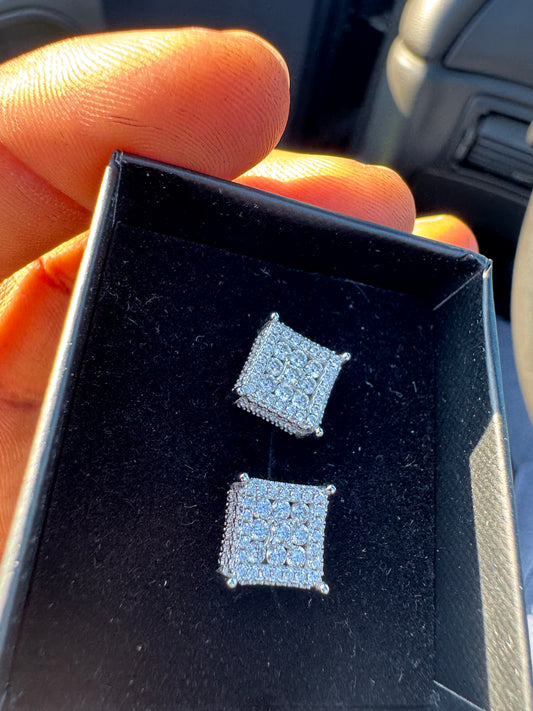 VVS Moissanite Square Stud Earrings – 1.00 CTW | 925 Sterling Silver