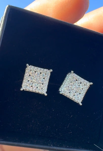 VVS Moissanite Square Stud Earrings – 1.00 CTW | 925 Sterling Silver