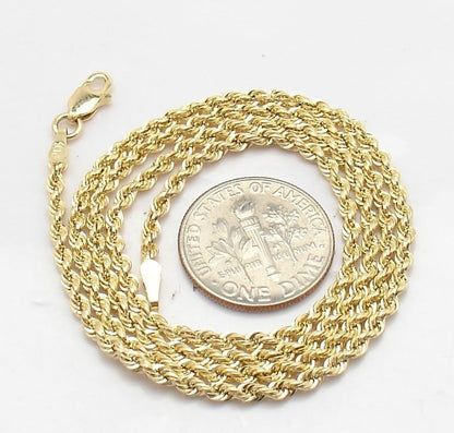 1.7mm Solid Sparkle Glitter Diamond Cut Rope Chain Necklace Real 10K Yellow Gold (Real Gold)