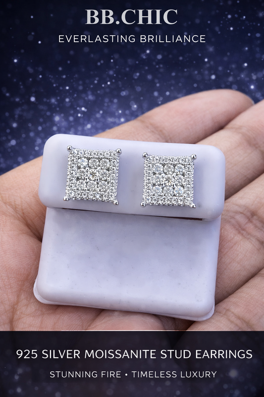 VVS Moissanite Square Stud Earrings – 1.00 CTW | 925 Sterling Silver