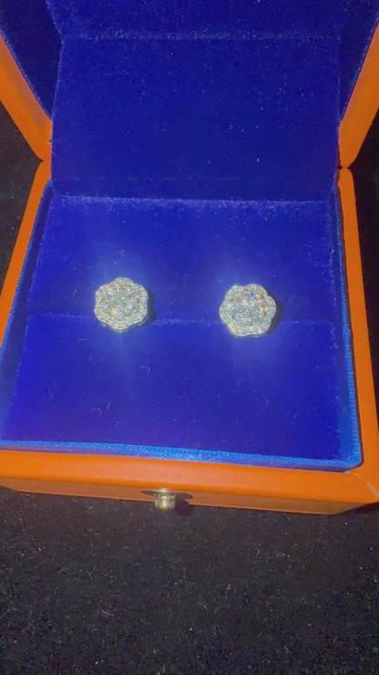 Real Moissanite Earrings – 925 Sterling Silver Iced Screwback Studs (7.5mm–12mm)