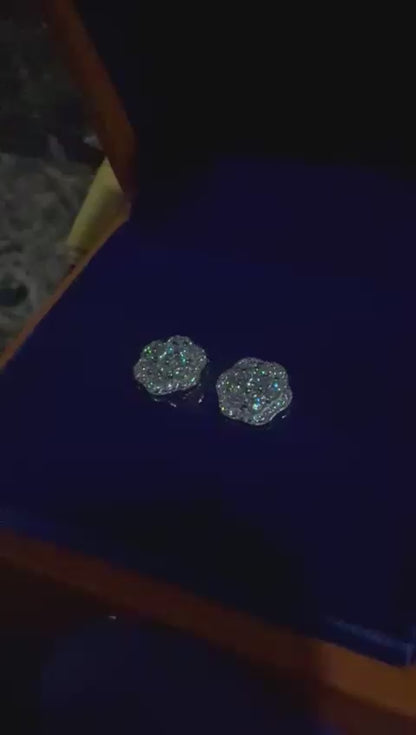 Real Moissanite Earrings – 925 Sterling Silver Iced Screwback Studs (7.5mm–12mm)
