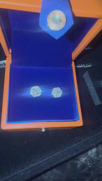 Real Moissanite Earrings – 925 Sterling Silver Iced Screwback Studs (7.5mm–12mm)