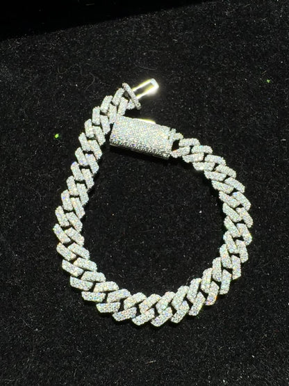 8mm Moissanite VVS1 Cuban Link Bracelet 925 Sterling Silver Passes Diamond Tester