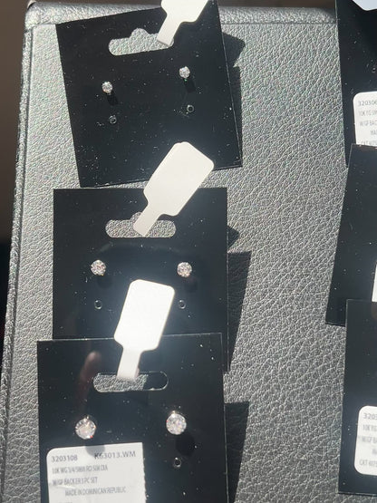 Round CZ 10kt Gold Stud Earrings 3/4/5mm      (GET TWO For $85) (Real Gold)