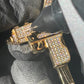 MOISSANITE Gold Uzi Gun Pendant Iced Pass Diamond Test Hip Hop